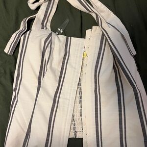 Striped Black and White Women's Corset-style Halter Top